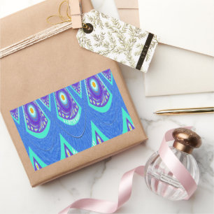 Sticker Rectangulaire Belle Batik Bleu Cyan Bleu Imprimer vectoriel Art