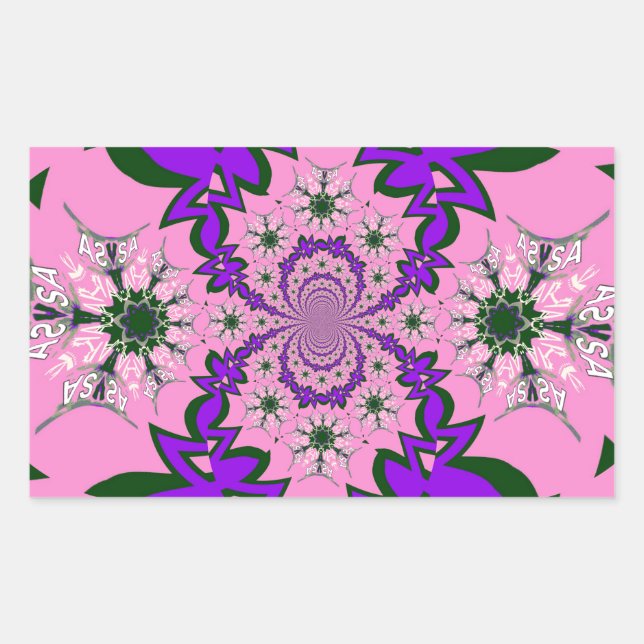 Sticker Rectangulaire Belle Bébé rose Floral Purple Shade Motif Art (Devant)