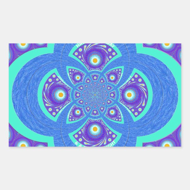 Sticker Rectangulaire Belle belle Afrique bleu Mandala Flora design (Devant)