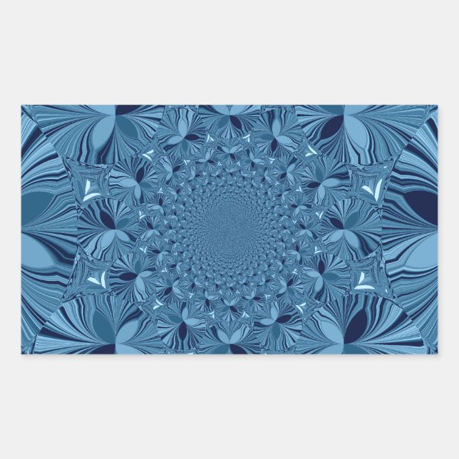 Sticker Rectangulaire Belle Belle Iridescente Blue Kaleidoscope Art (Devant)