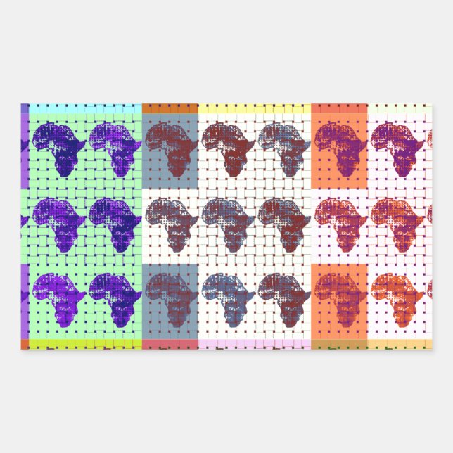 Sticker Rectangulaire Belle carte africaine À damiers Pap art ethnique (Devant)