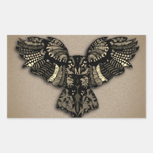 Sticker Rectangulaire Belle Chouette Rustique
