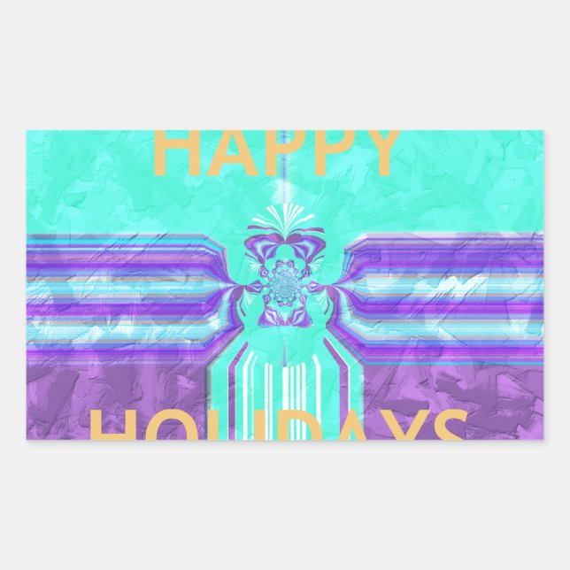Sticker Rectangulaire Belle Happy Holidays Blue Cyan conception vectorie (Devant)