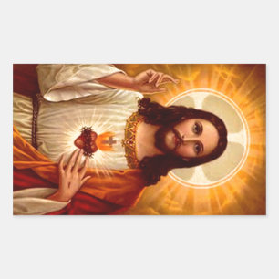 Sticker Rectangulaire Belle image religieuse Sacré Coeur de Jésus