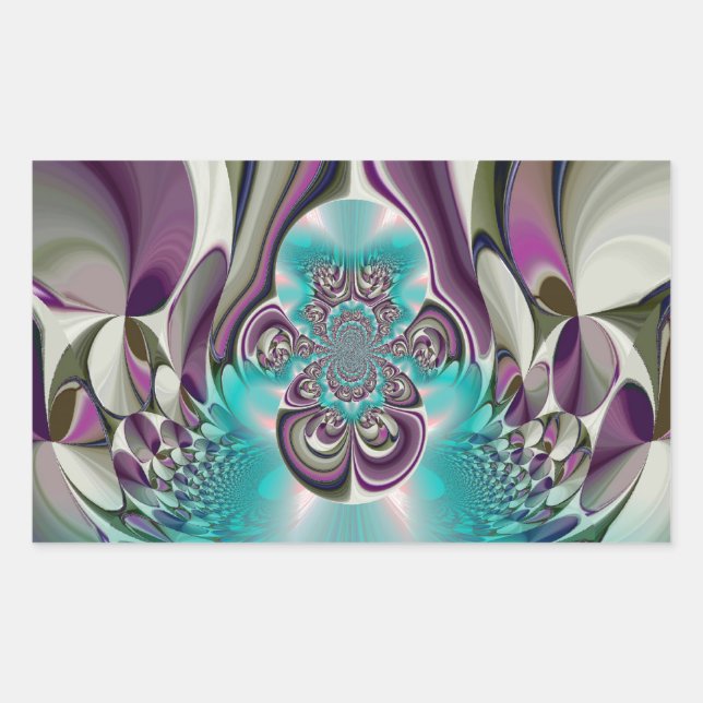 Sticker Rectangulaire Belle impression Angélique Purple et Cyan Abstrait (Devant)