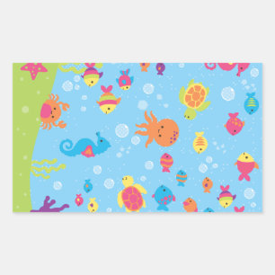 Sticker Rectangulaire Belle Scène Sous-Marine