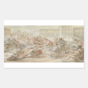 Sticker Rectangulaire Benedetto Luti - Pie V et l'Ambassadeur