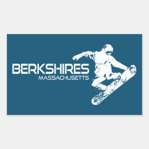Sticker Rectangulaire Berkshires Massachusetts Snowboarder