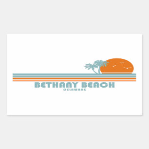 Sticker Rectangulaire Bethany Beach Delaware Sun Palm Trees