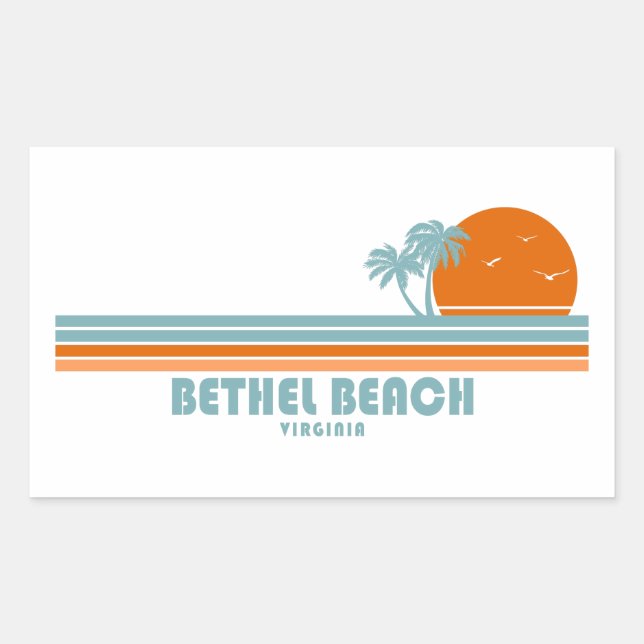 Sticker Rectangulaire Bethel Beach Virginia Sun Palm Trees (Devant)