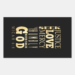 Sticker Rectangulaire Bible biblique chrétienne Verse - Micah 6:8