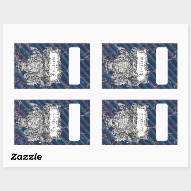 Sticker Rectangulaire Bibliophile Couronne & Dragon (Feuille)