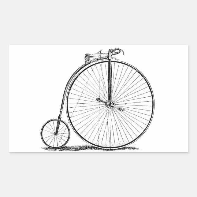 Sticker Rectangulaire Bicyclette à grande roue Penny Farthing (Devant)