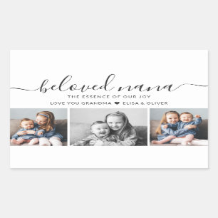 Sticker Rectangulaire Bien-aimée Nana Grand-mère Custom Family Photo Kee