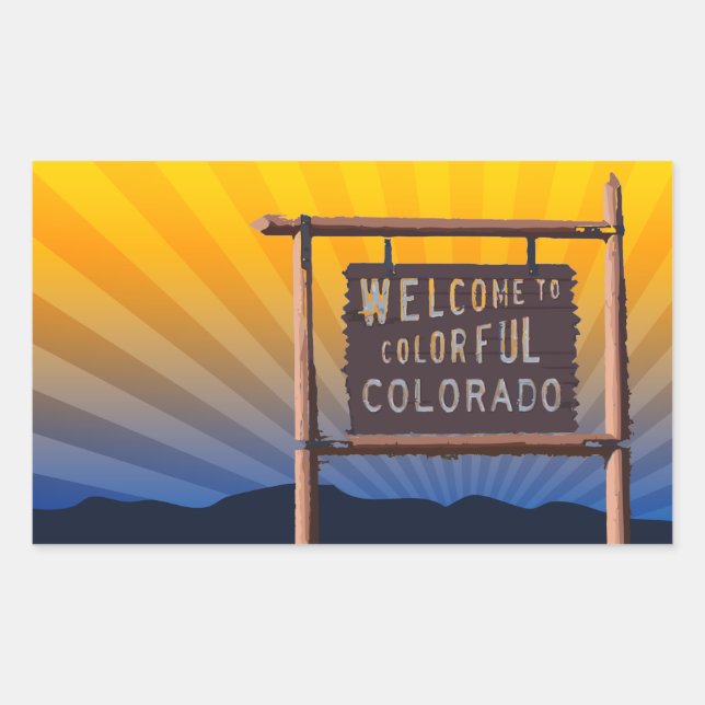 Sticker Rectangulaire bienvenue au colorado coloré (Devant)