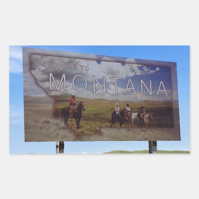 Sticker Rectangulaire Bienvenue au Montana (Devant)