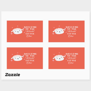 Sticker Rectangulaire Bienvenue dans le Monde Petit Un mignon visage de 