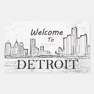 Sticker Rectangulaire Bienvenue sur l'autocollant Detroit