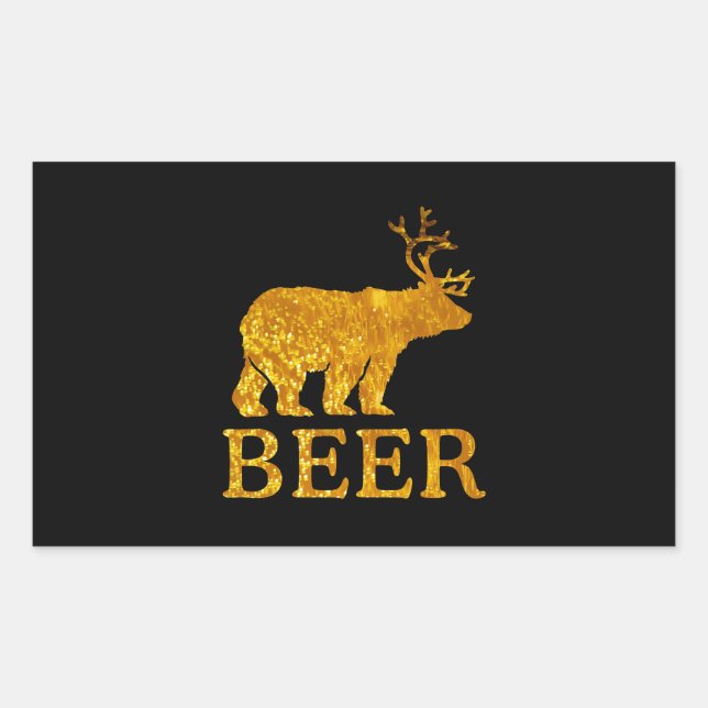 Sticker Rectangulaire Bière ou cerf d'ours cool (Devant)