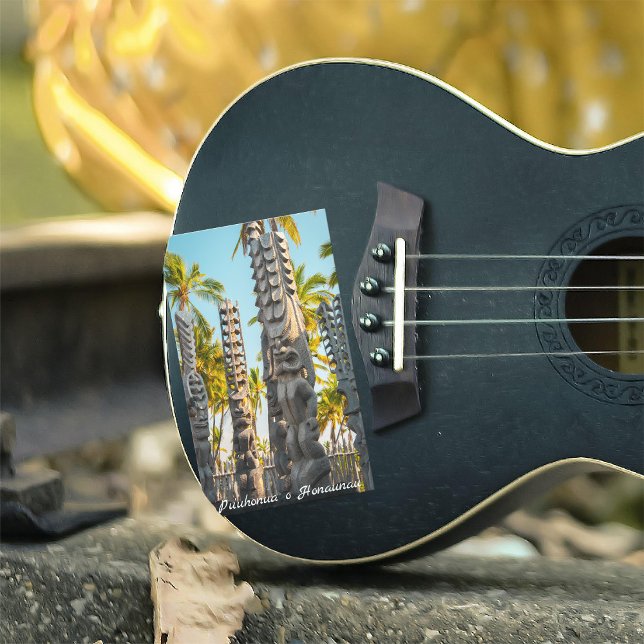 Sticker Rectangulaire Big Island Hawaii Pu'uhonua o Honaunau Palms Tiki (Hawaiian tiki photo sticker)