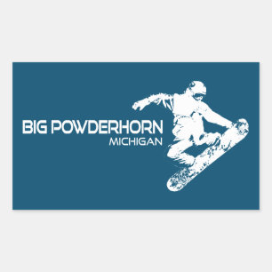 Sticker Rectangulaire Big Powderhorn Mountain Michigan Snowboardeur