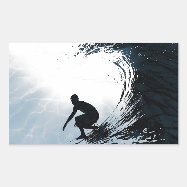 Sticker Rectangulaire Big Wave Surfer (Devant)
