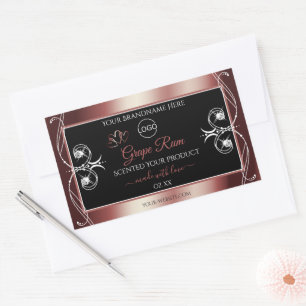 Sticker Rectangulaire Bijoux de luxe Vin Rouge Noir Produit Logo Étiquet