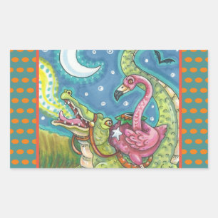 Sticker Rectangulaire BILLETS EN FLAMANT ROSE ROSE COULEUR SOMMAIRE Rec