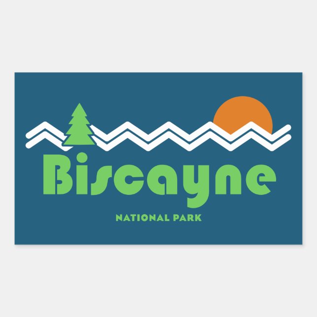 Sticker Rectangulaire Biscayne National Park Retro (Devant)