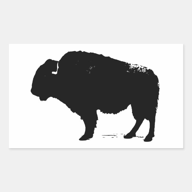 Sticker Rectangulaire Bison de Buffalo Art noir et blanc (Devant)