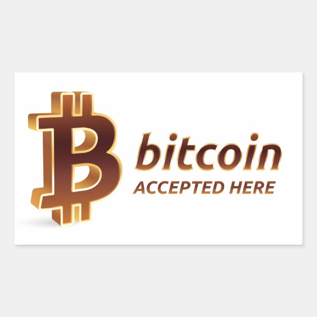 Sticker Rectangulaire Bitcoin accepté ici BTC Cryptodevise Paiement (Devant)