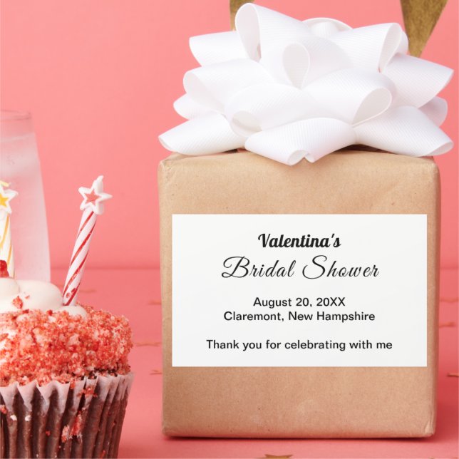 Sticker Rectangulaire Black and White Typography Bridal Shower (Fête)