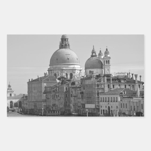 Sticker Rectangulaire Black Blanc Grand Canal Venise Italie Voyage (Devant)