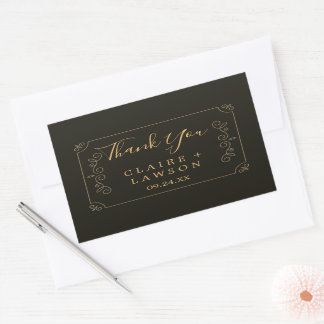 Sticker Rectangulaire Black Gold Frame Bordures Merci Classic