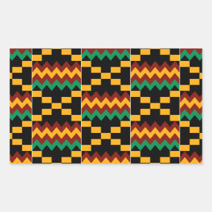 Sticker Rectangulaire Black, Green, Red, et Yellow Kente Cloth