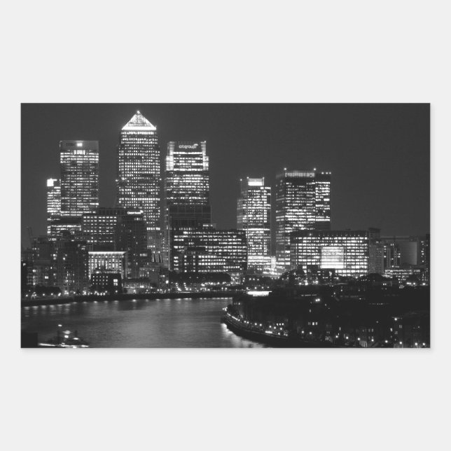 Sticker Rectangulaire Black White London City Night UK Travel (Devant)