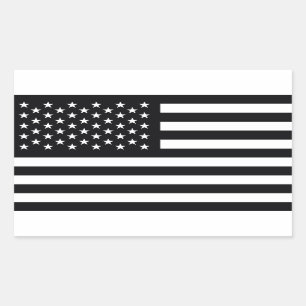 Sticker Rectangulaire Blanc de noir de drapeau américain