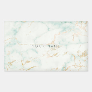 Sticker Rectangulaire Blanc Mint Green Gold Marbre gris Vip