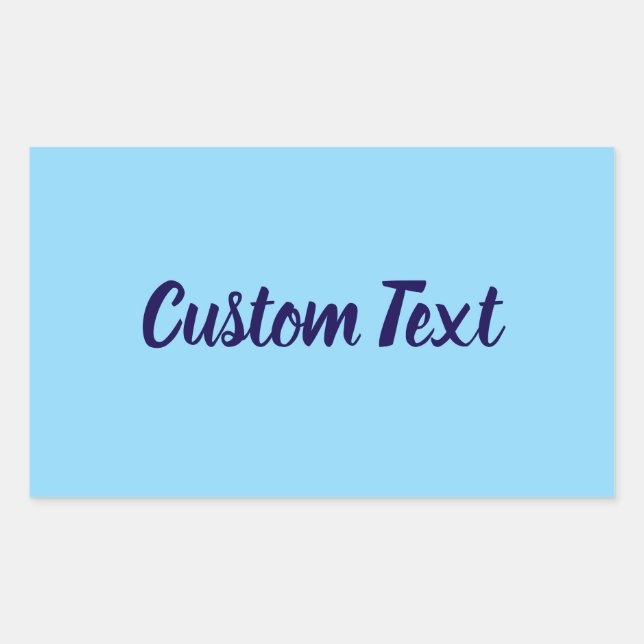 Sticker Rectangulaire Bleu bébé simple avec Modèle texte de script bleu (Devant)