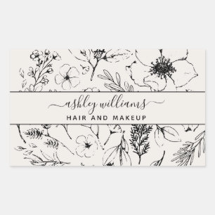 Sticker Rectangulaire Bleu botanique moderne et noir
