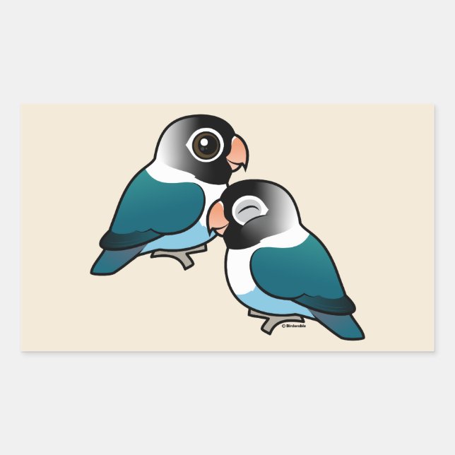 Sticker Rectangulaire Bleu Masqué Lovebird adorable paire (Devant)