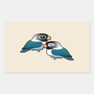 Sticker Rectangulaire Bleu Masqué Lovebird adorable paire