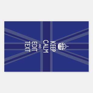 Sticker Rectangulaire Bleu Minuit Gardez Le Calme Demandez Votre Texte U