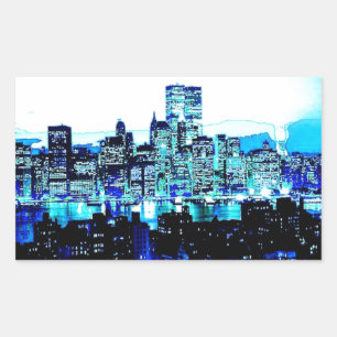 Sticker Rectangulaire Bleu New York