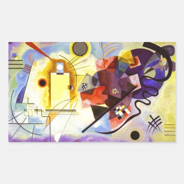 Sticker Rectangulaire Bleu rouge jaune Kandinsky peinture Abstraite (Devant)