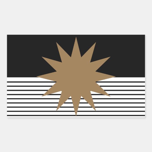 Sticker Rectangulaire Blocage noir blanc et soleil Brown (Devant)