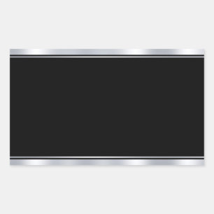 Sticker Rectangulaire Blond Modèle Faux Silver Black Ajouter votre texte