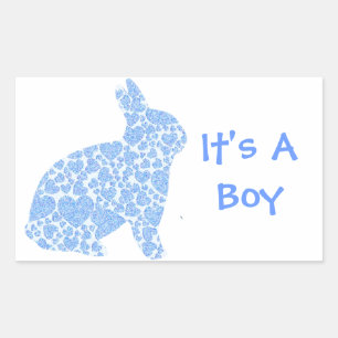 Sticker Rectangulaire Blue Bunny C'est un garçon