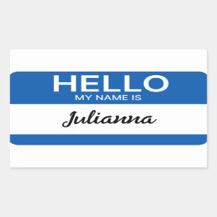 Sticker Rectangulaire Blue Hello Mon nom est Employé ou Nom de l'événeme