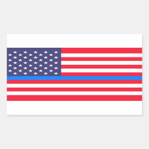 Sticker Rectangulaire "BLUE LINE MINCE sur le DRAPEAU "